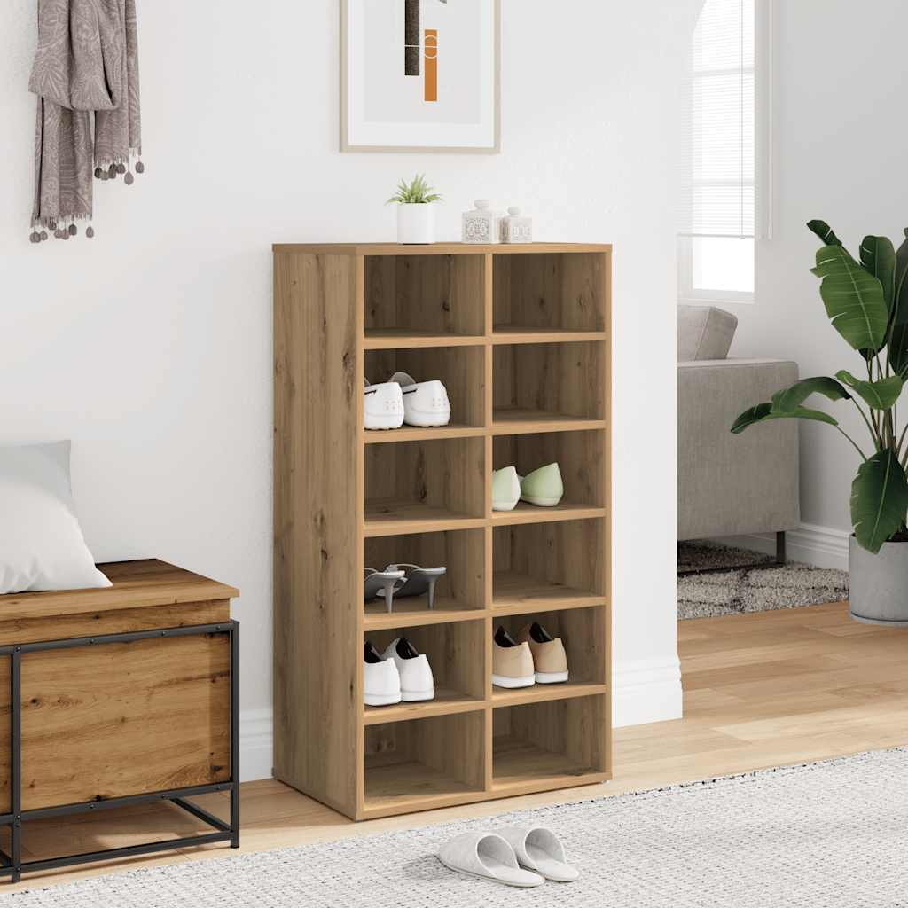 Vidaxl schoenenrek 54x34x100,5 cm bewerkt hout ambachtelijk eikenkleur