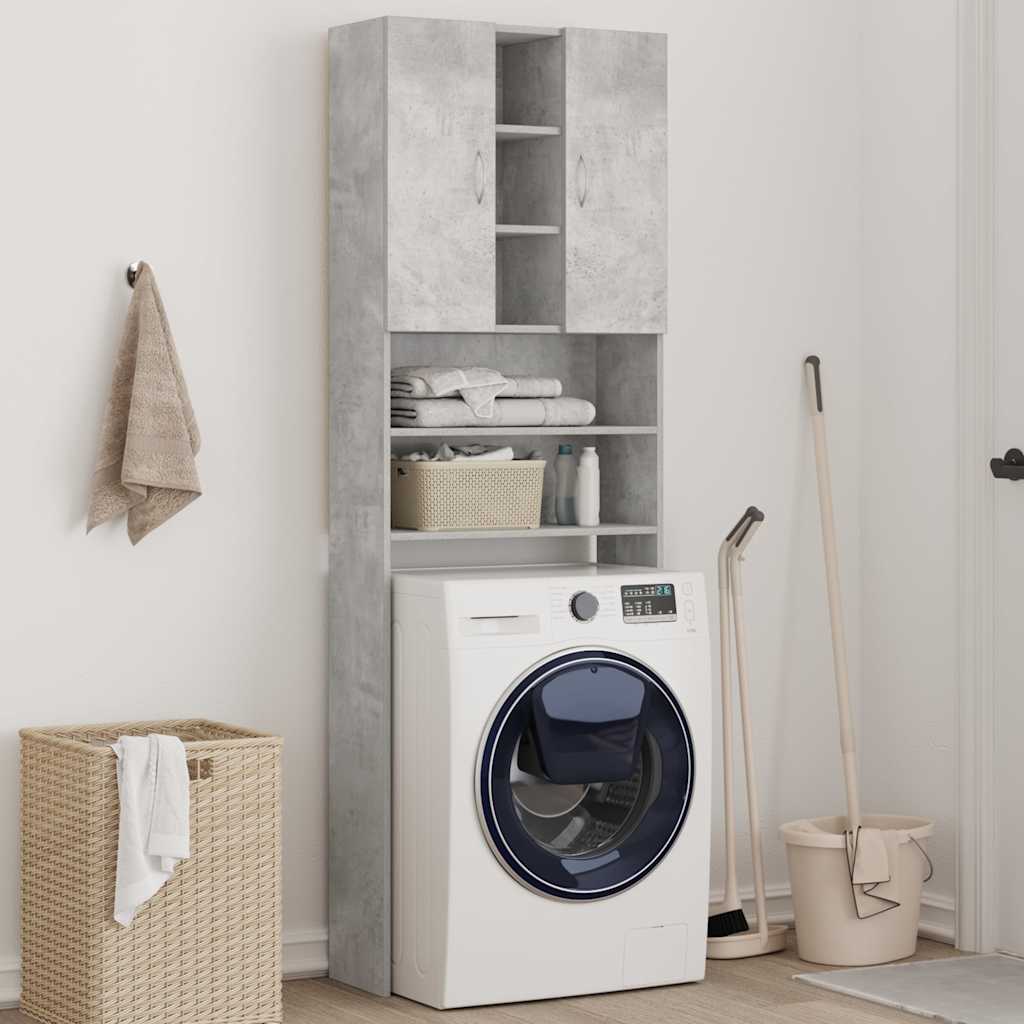 VidaXL Wasmachinekast 64x25,5x190 cm betongrijs
