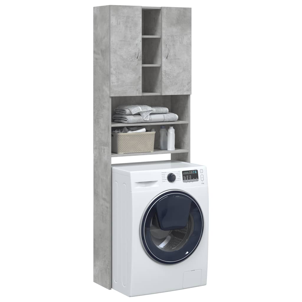 VidaXL Wasmachinekast 64x25,5x190 cm betongrijs