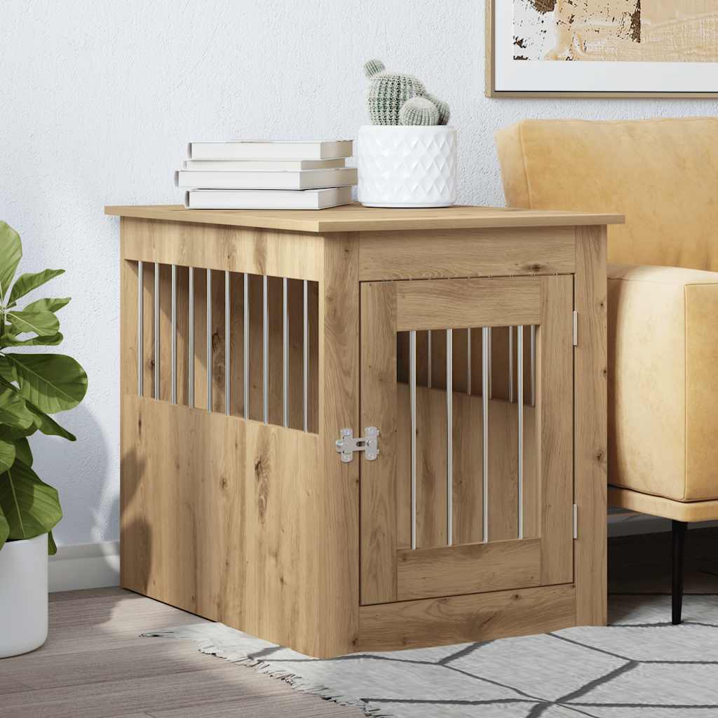 Vidaxl hondenbench 55x75x65 cm bewerkt hout ambachtelijk eikenkleurig