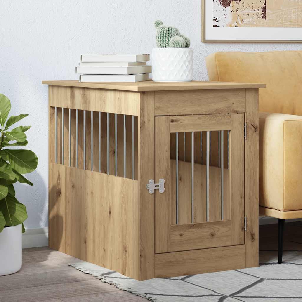 Vidaxl hondenbench 55x80x68 cm bewerkt hout ambachtelijk eikenkleurig