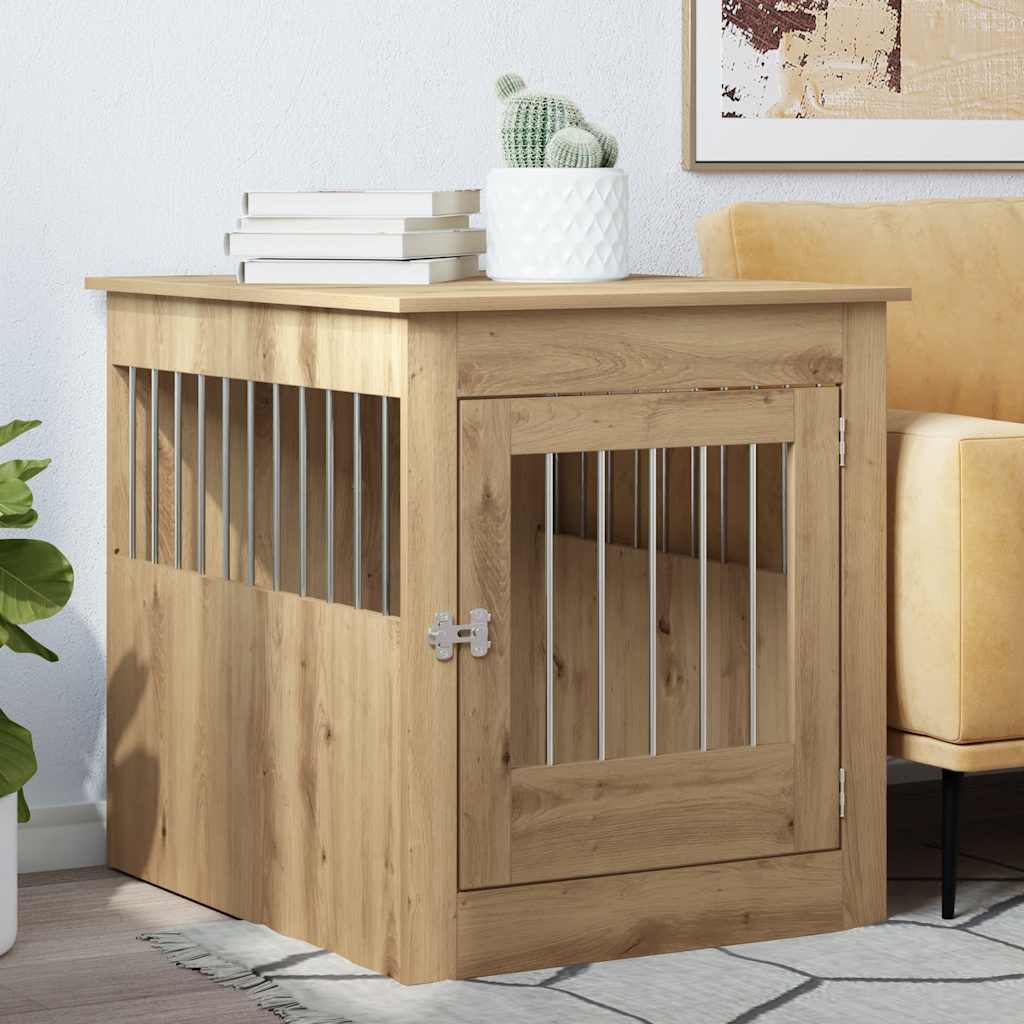 Vidaxl hondenbench 64,5x80x71 cm bewerkt hout artisanaal eikenkleur