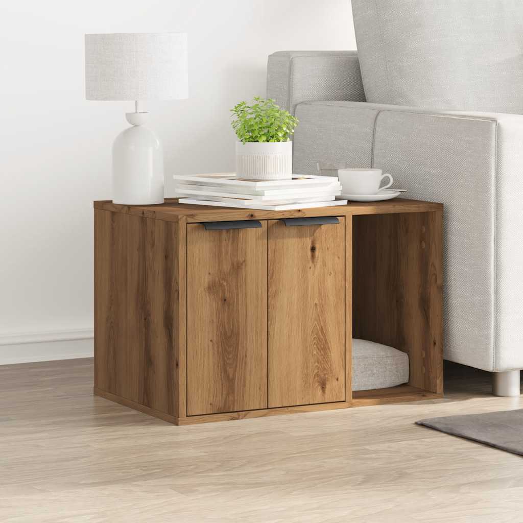 Vidaxl kattenbakkast 60x40x40 cm bewerkt hout artisanaal eikenkleurig