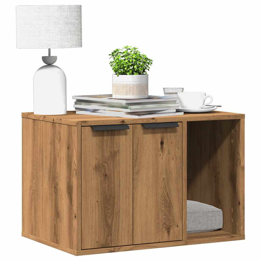 Vidaxl kattenbakkast 60x40x40 cm bewerkt hout artisanaal eikenkleurig
