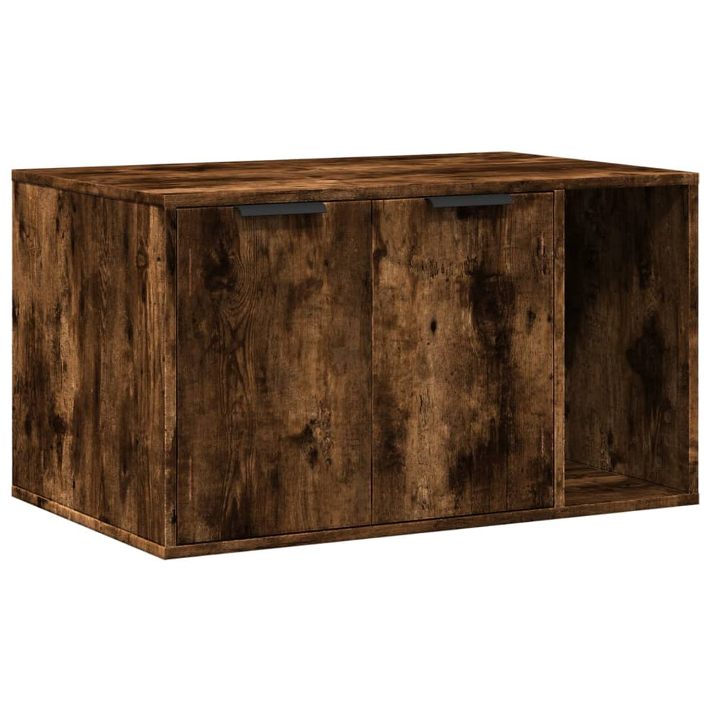 Vidaxl kattenbakkast 80x50x45 cm bewerkt hout gerookt eikenkleurig