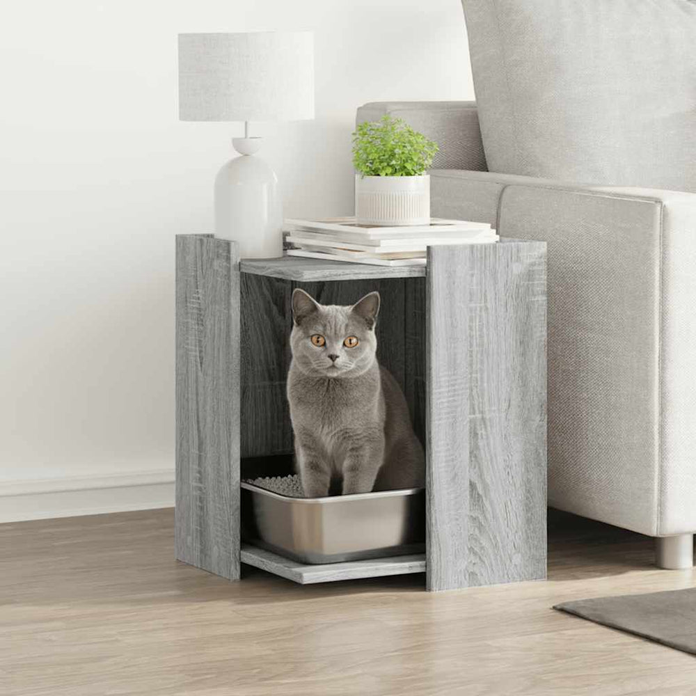 Vidaxl kattenbakkast 42x42x51 cm bewerkt hout grijs sonoma eikenkleur