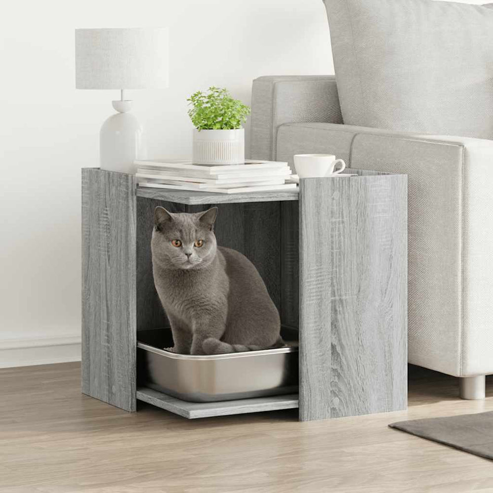 Vidaxl kattenbakkast 53x53x51 cm bewerkt hout grijs sonoma eikenkleur