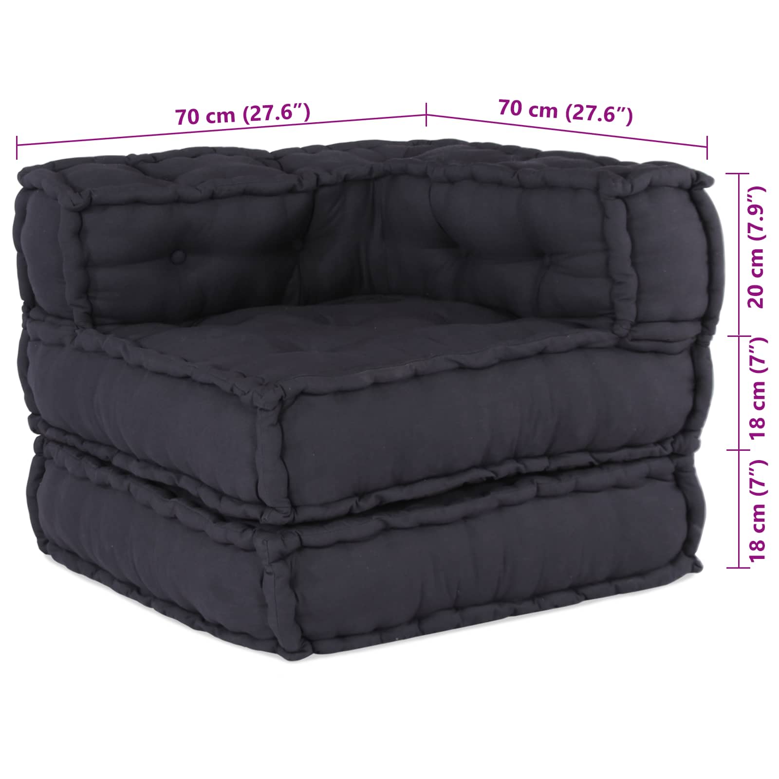Vidaxl modulair bank 2 pcs antraciet 140 x 70 x 56 cm stof