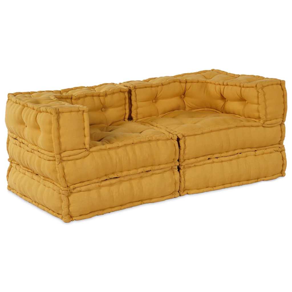 Vidaxl modulair bank 2 pcs geel 140 x 70 x 56 cm stof