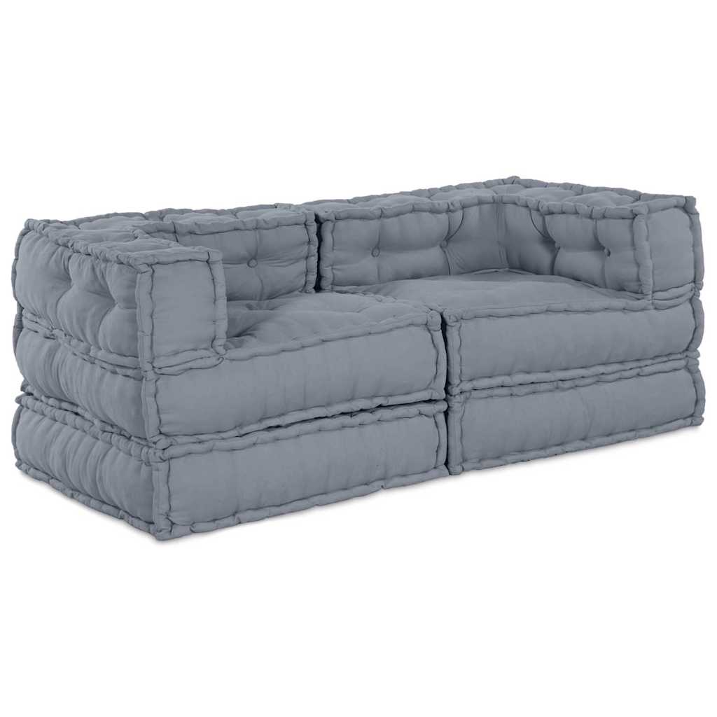 Vidaxl modulair bank 2 pcs grijs 140 x 70 x 56 cm stof