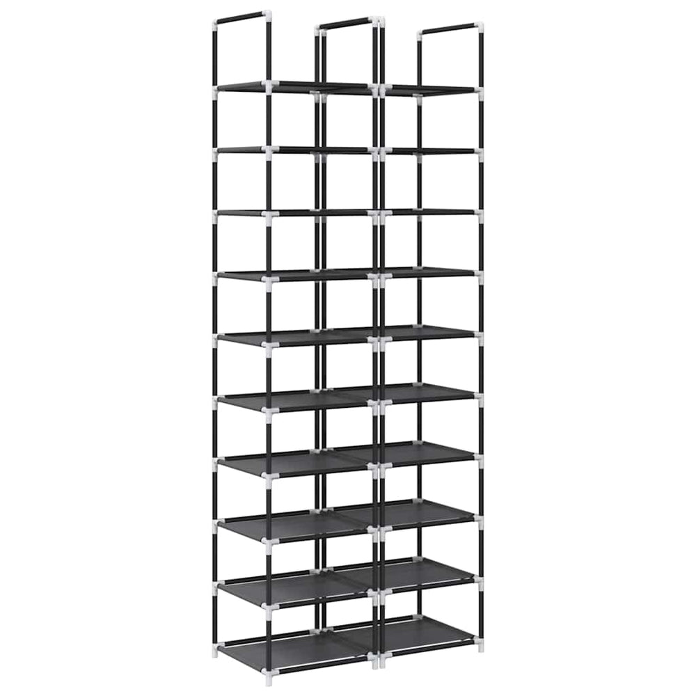 Vidaxl schoenenrekken 2 st 33x33x174 cm vliesvrij 10-laags zwart