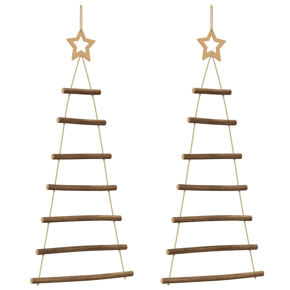 Vidaxl hangende kerstbomen met topsterren 2 st 42x90 cm natuurlijke tak