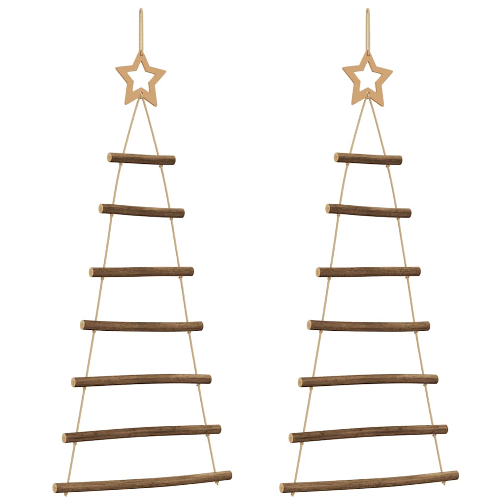 Vidaxl hangende kerstbomen met topsterren 2 st 42x90 cm natuurlijke tak