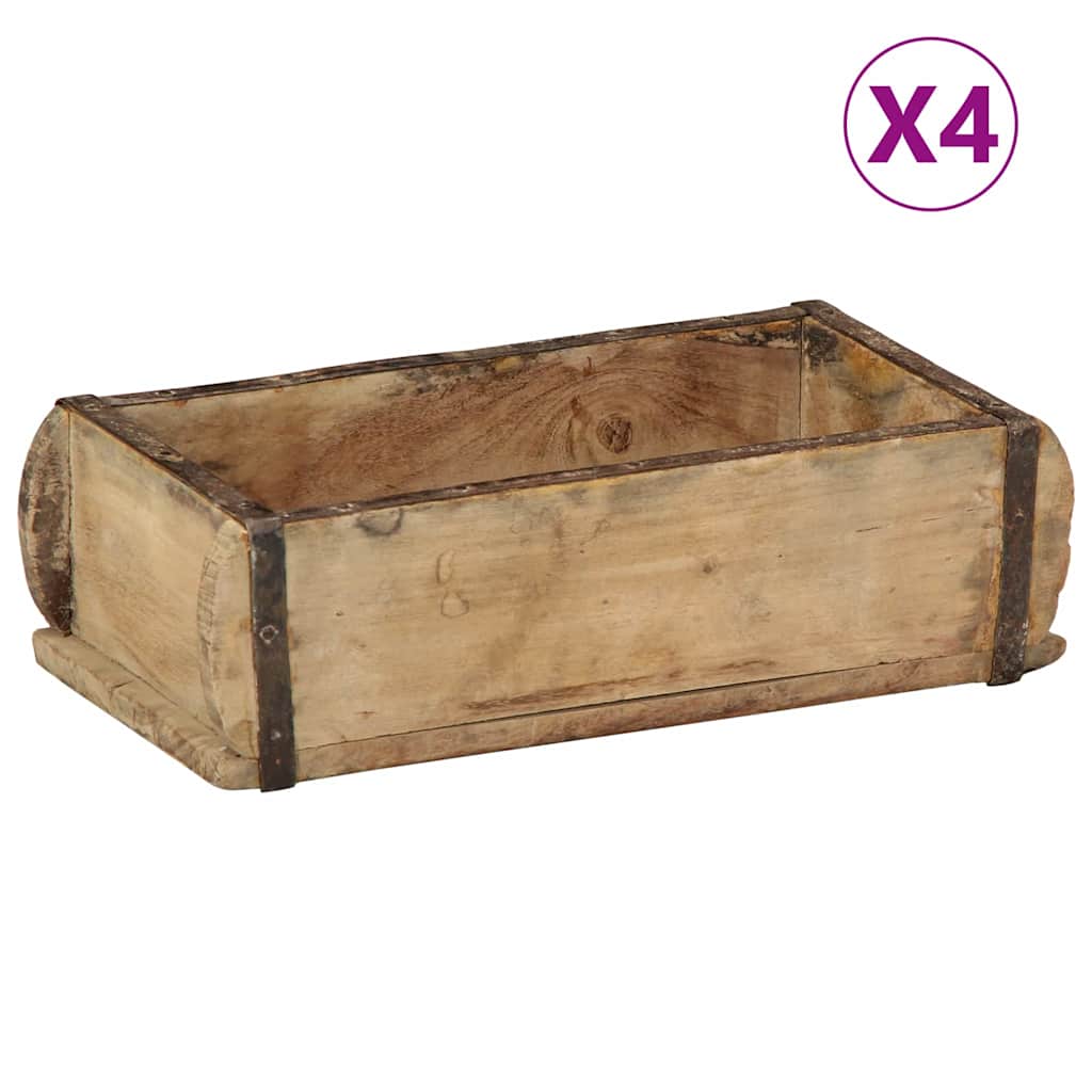 Vidaxl dienblad 4 pcs bruin 30 x 15 x 9 cm massief gerecycled hout
