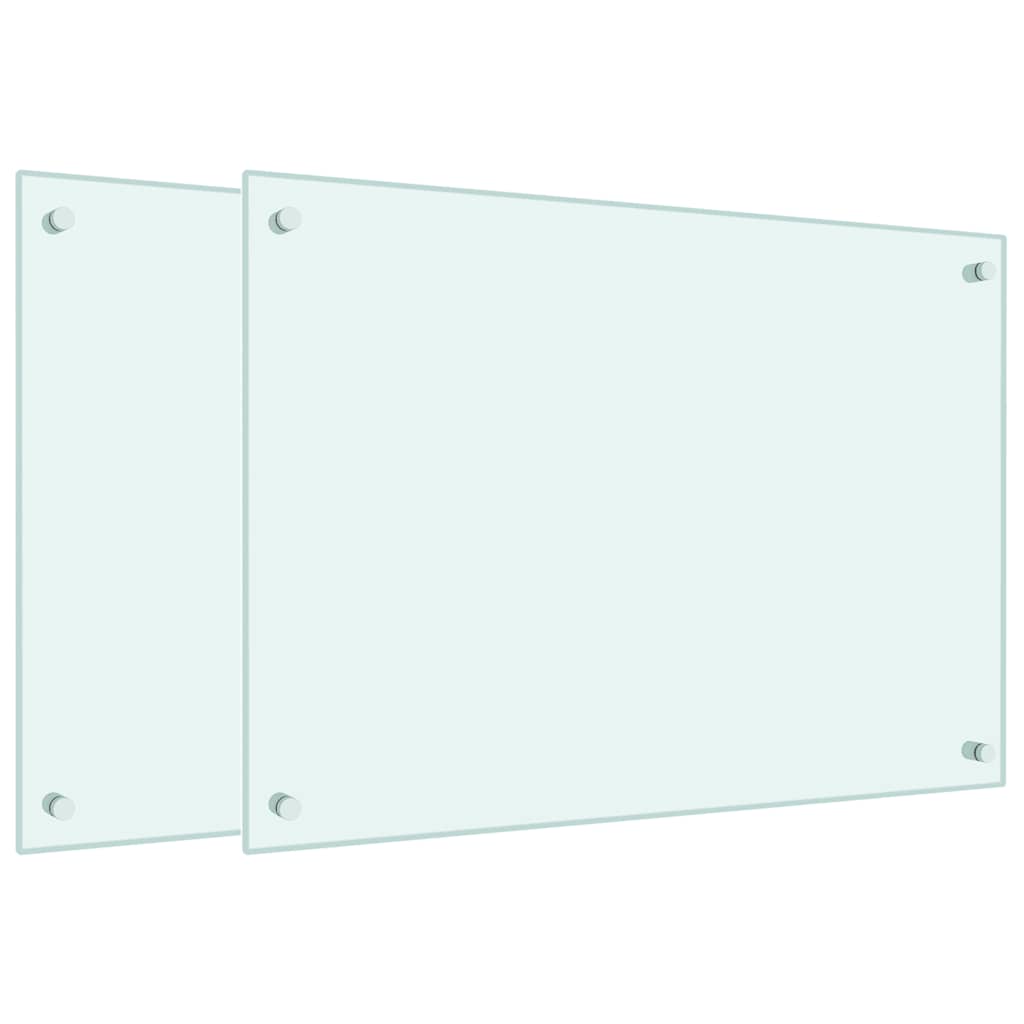 Vidaxl spatschermen keuken 2 st 70x50 cm gehard glas wit