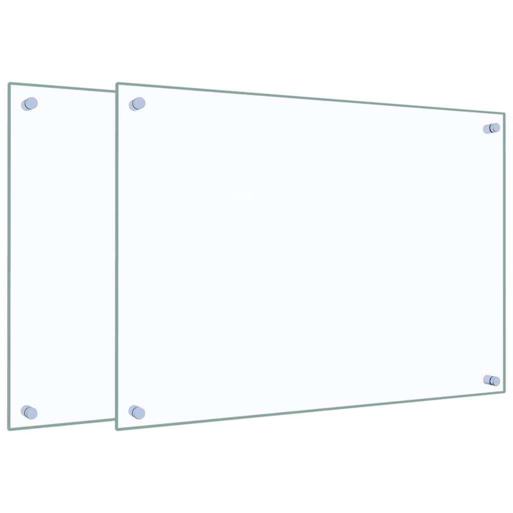 Vidaxl spatschermen keuken 2 st 70x50 cm gehard glas transparant