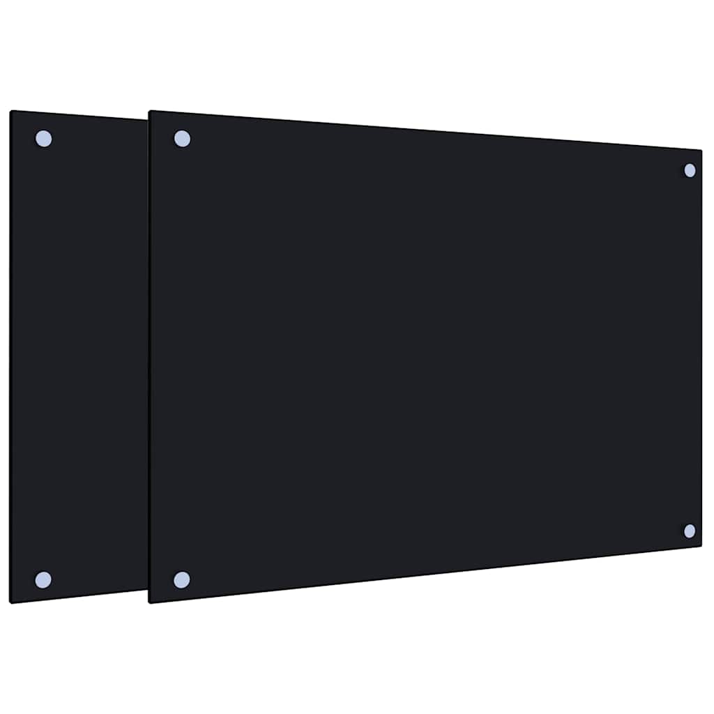 Vidaxl spatschermen keuken 2 st 70x50 cm gehard glas zwart
