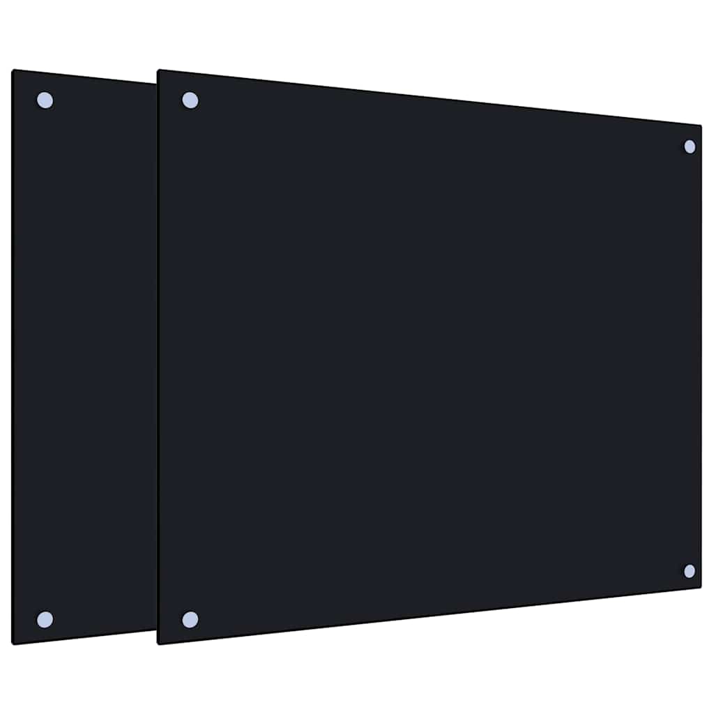 Vidaxl spatschermen keuken 2 st 70x60 cm gehard glas zwart