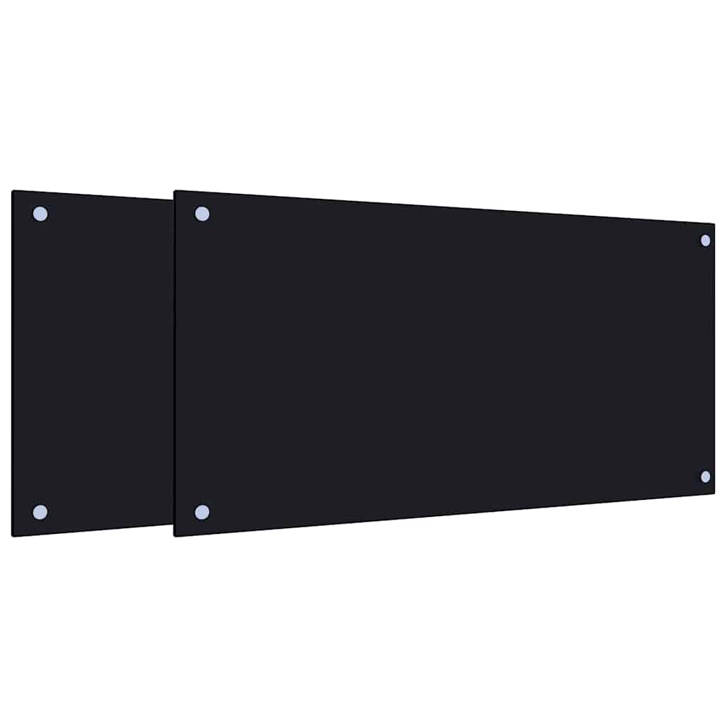 Vidaxl spatschermen keuken 2 st 80x40 cm gehard glas zwart
