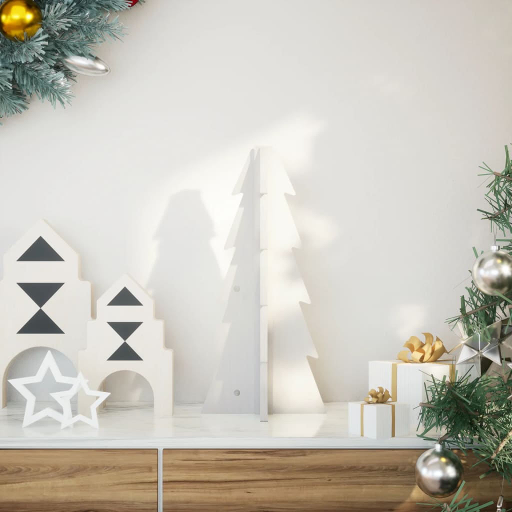 Vidaxl kerstdecoratie kerstboom 49 cm massief groenhout wit