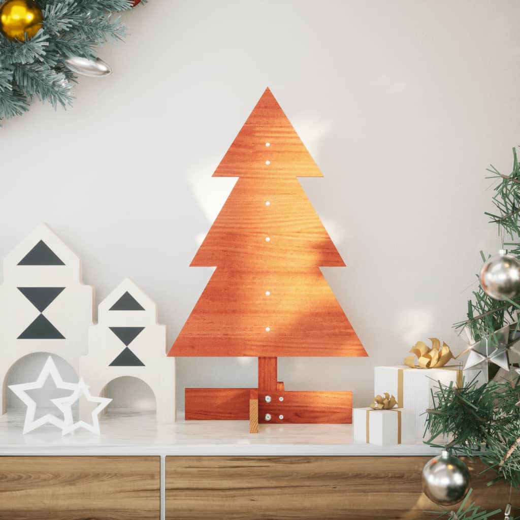 Vidaxl kerstdecoratie kerstboom 60 cm massief groenhout wasbruin