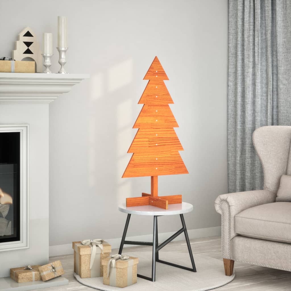 Vidaxl kerstdecoratie kerstboom 100 cm massief groenhout wasbruin