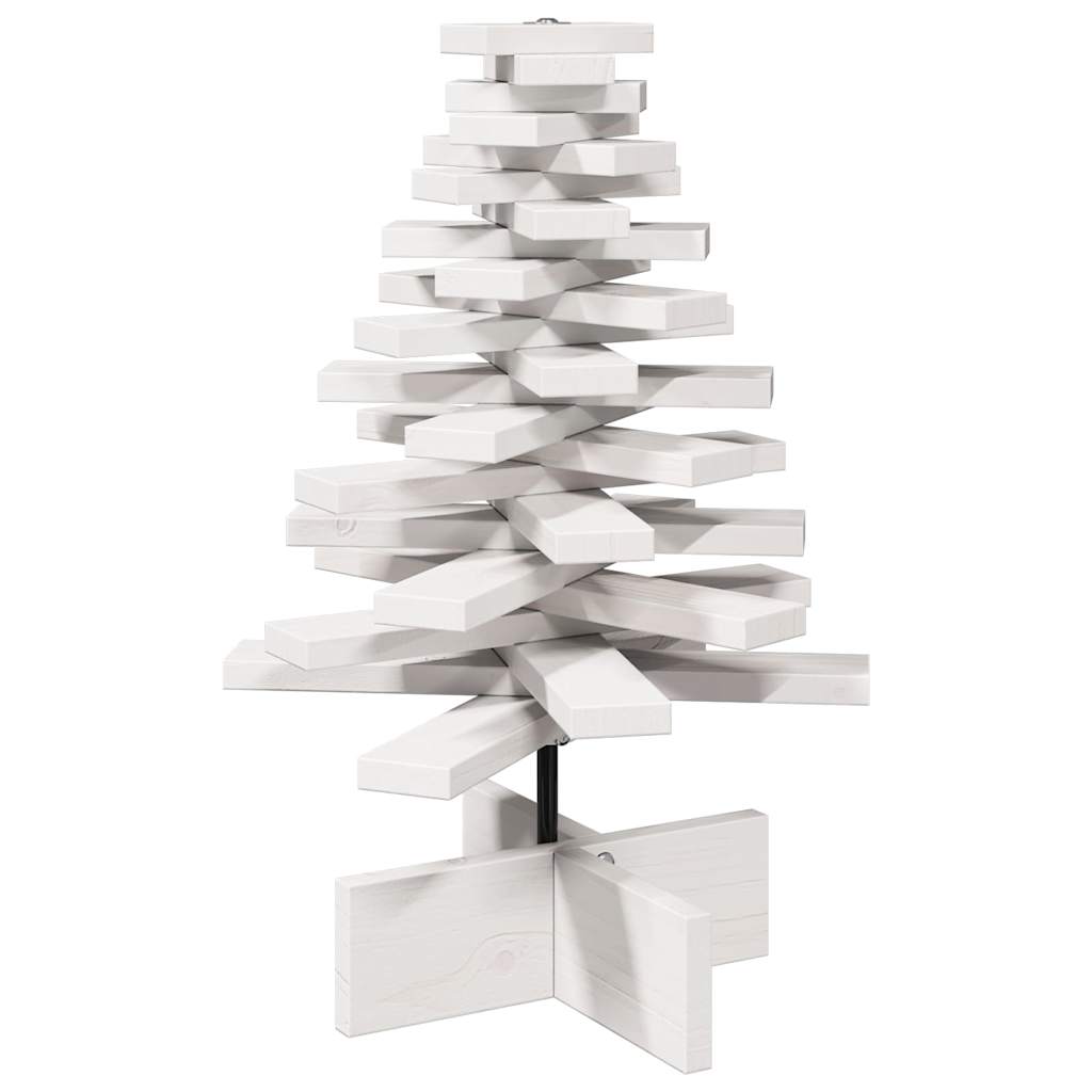 Vidaxl kerstdecoratie kerstboom 60 cm massief groenhout wit