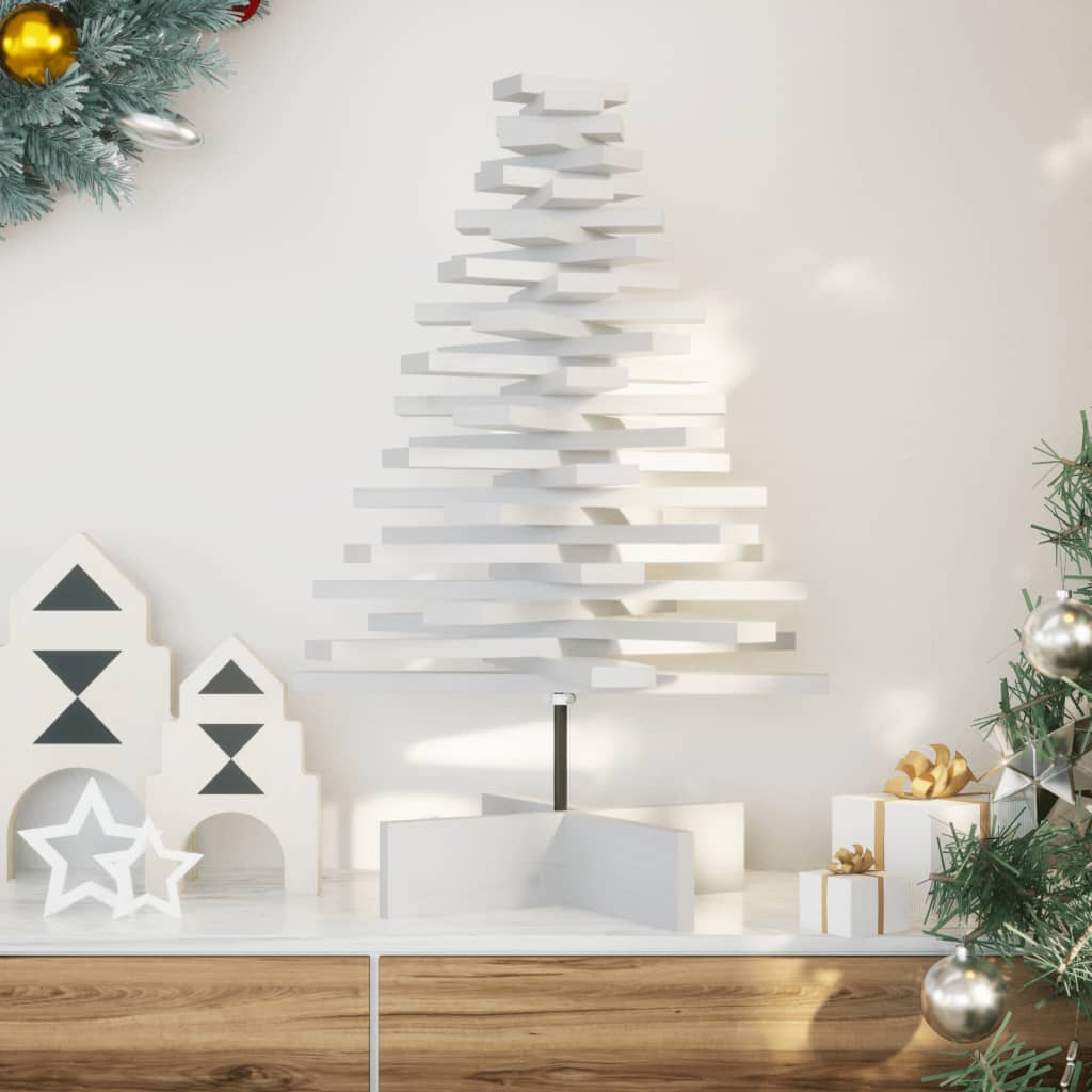 Vidaxl kerstdecoratie kerstboom 80 cm massief groenhout wit