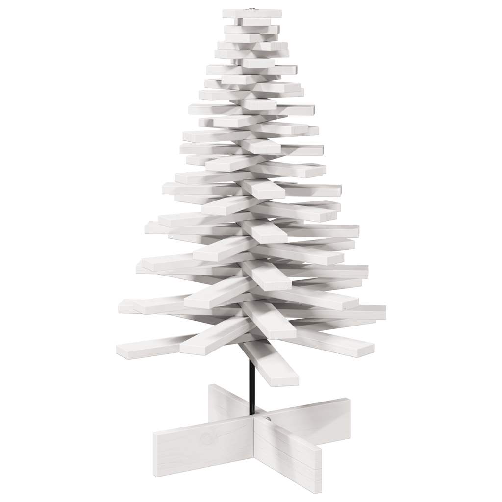 Vidaxl kerstdecoratie kerstboom 100 cm massief groenhout wit