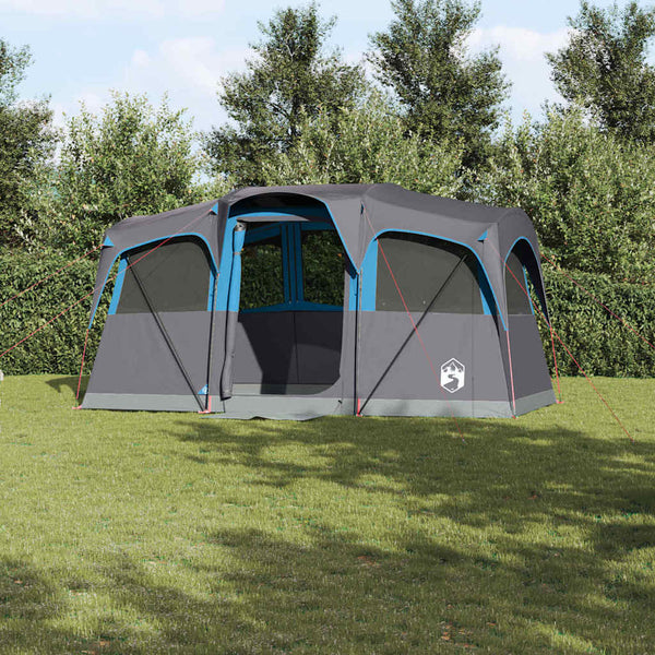 Vidaxl gezinstent 435 x 255 x 216 cm polyester en staal blauw en grijs
