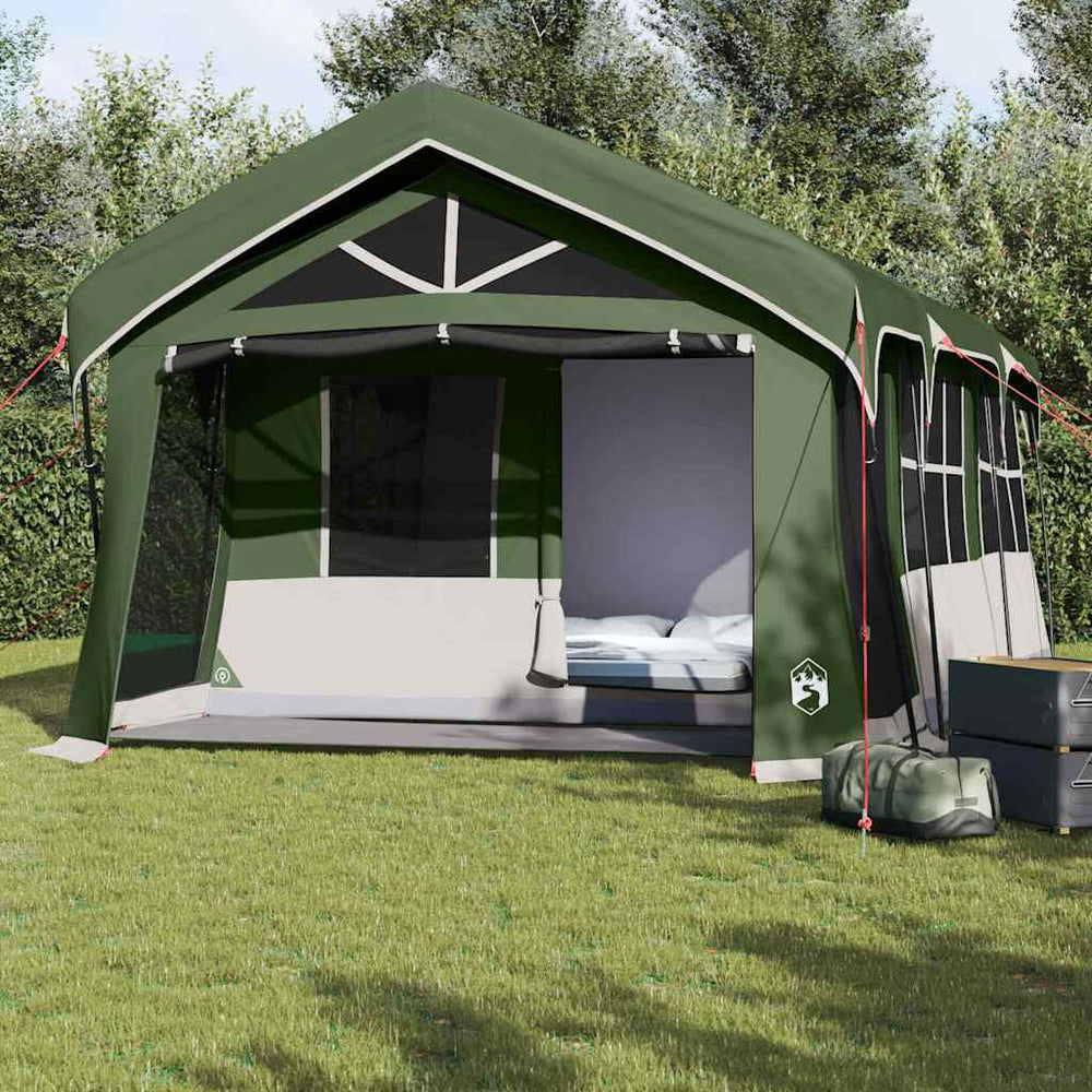 Vidaxl gezinstent met dak groen en wit 620 x 322 x 240 cm polyester