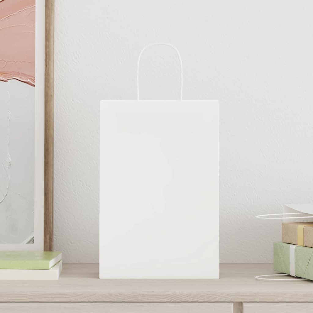 Vidaxl papieren zakjes 50 st met hengsels 21x11x31 cm wit