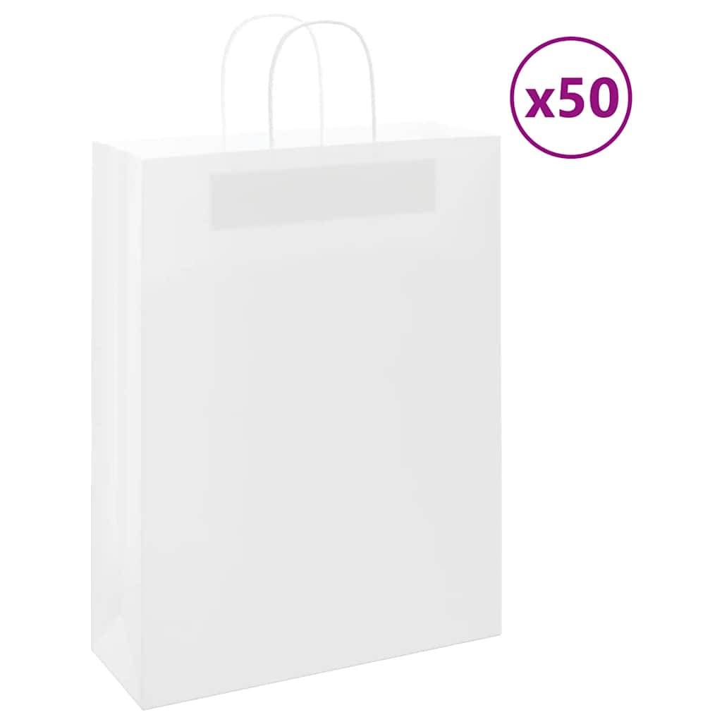 Vidaxl papieren zakken 50 st met hengsels 32x12x42 cm wit