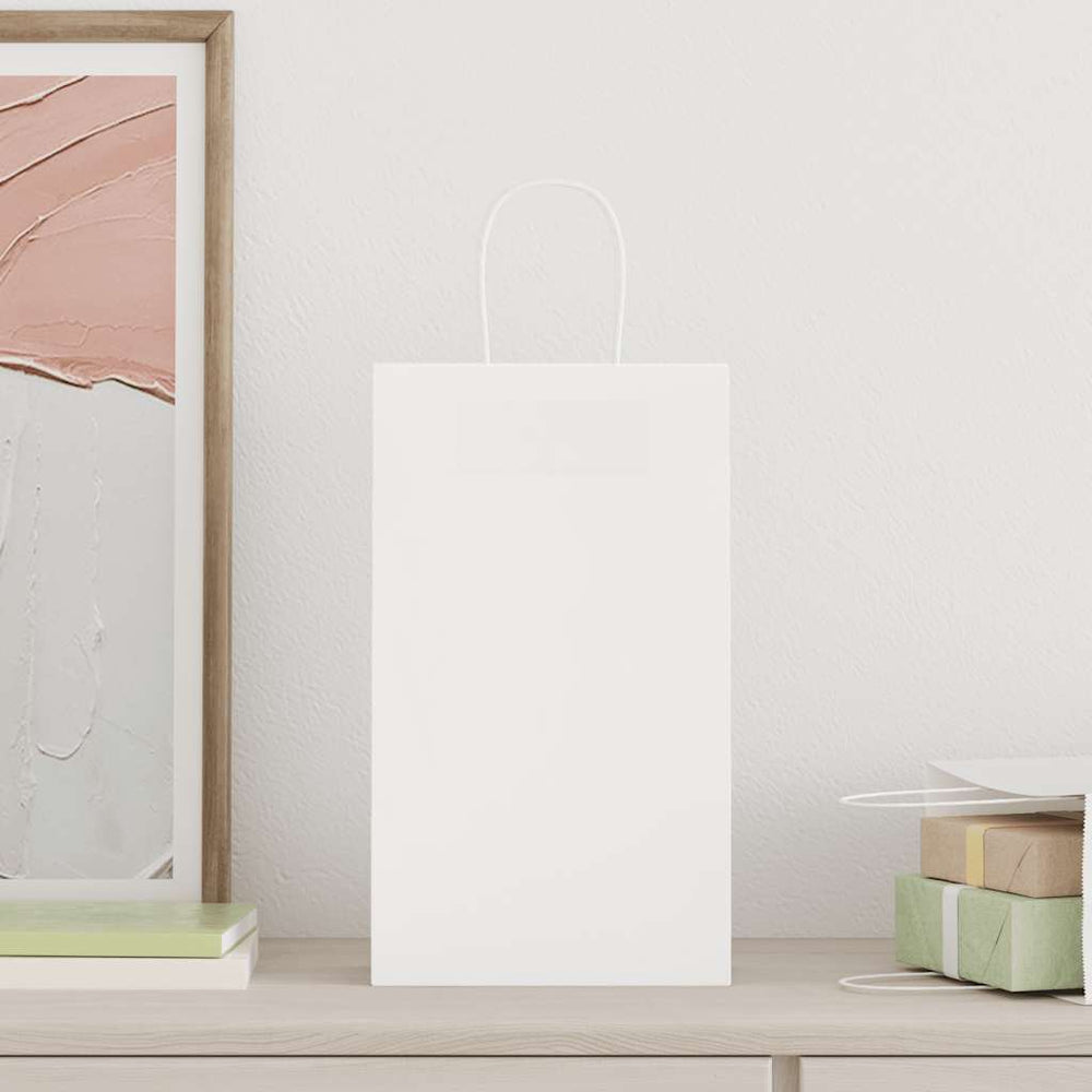 Vidaxl papieren zakken 250 st met hengsels 21x11x36 cm wit