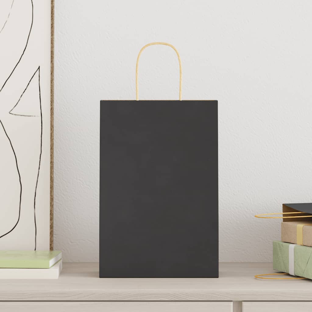 Vidaxl papieren zakken 250 st met hengsels 21x11x31 cm zwart