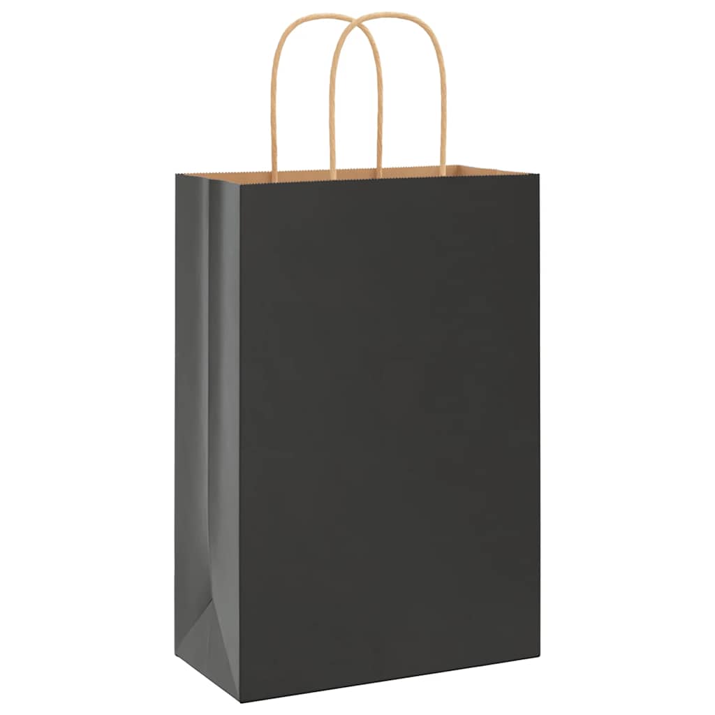 Vidaxl papieren zakken 250 st met hengsels 21x11x31 cm zwart