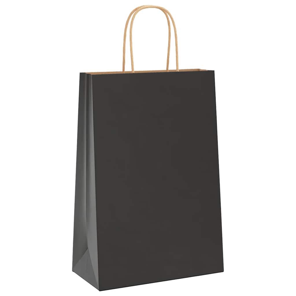 Vidaxl papieren zakken 250 st met hengsels 21x11x31 cm zwart
