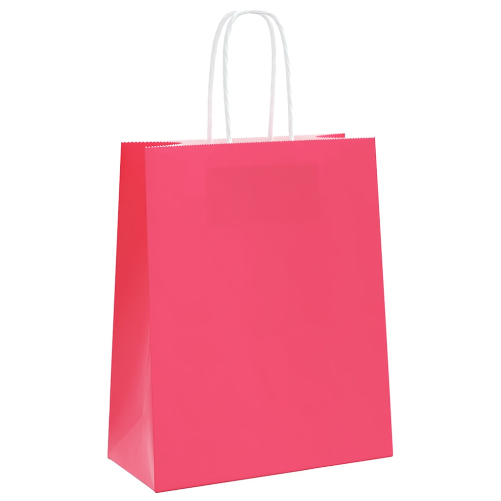 Vidaxl papieren zakken 250 st met hengsels 18x8x22 cm roze