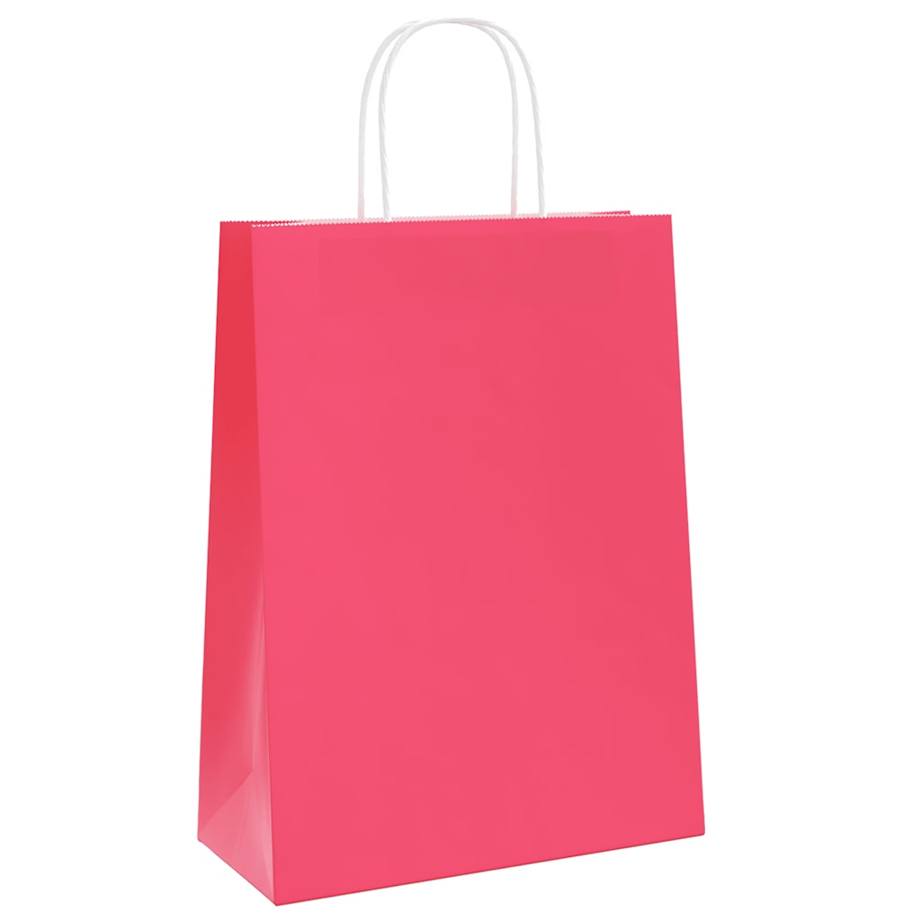 Vidaxl papieren zakken 250 st met hengsels 26x12x35 cm roze