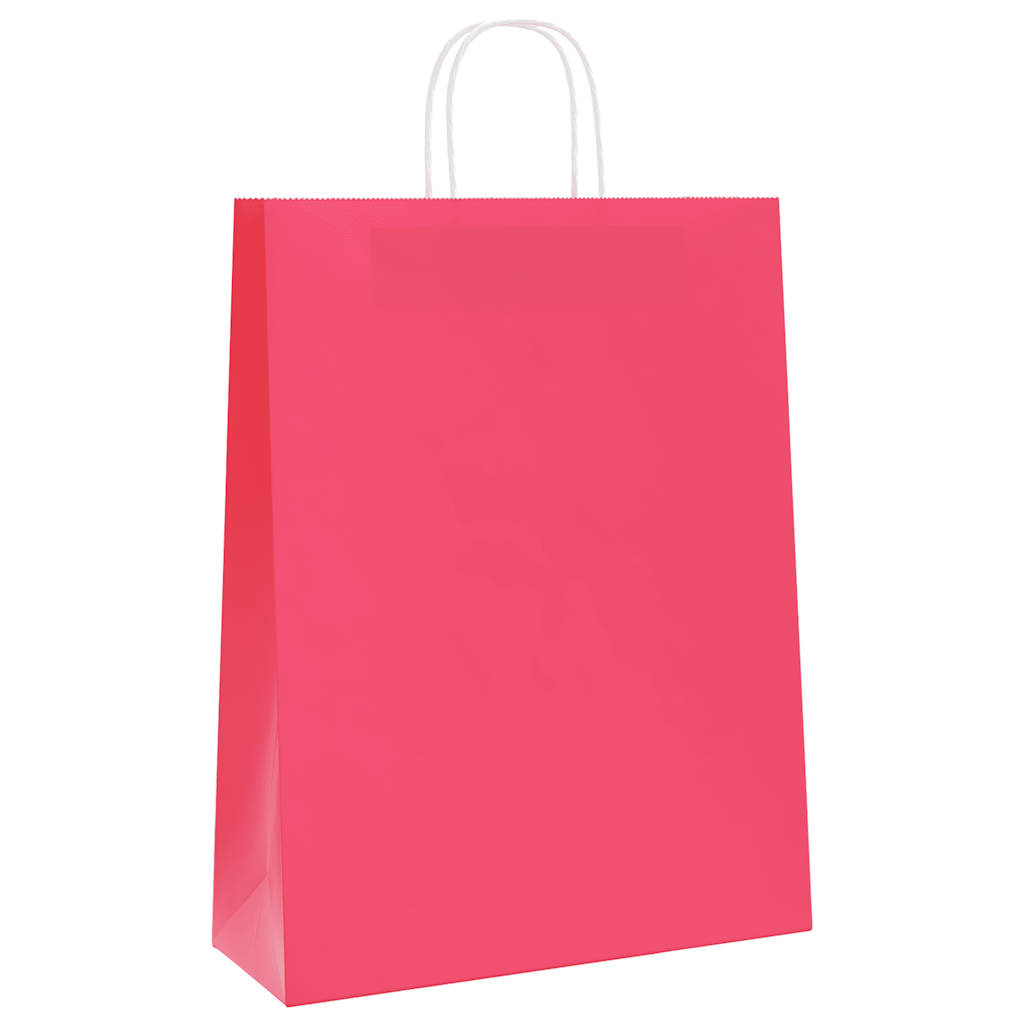 Vidaxl papieren zakken 250 st met hengsels 32x12x42 cm roze