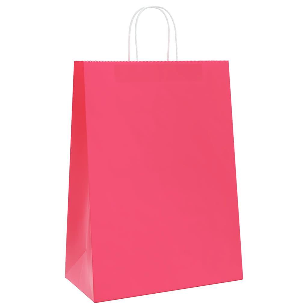 Vidaxl papieren zakken 250 st met hengsels 32x17x44 cm roze