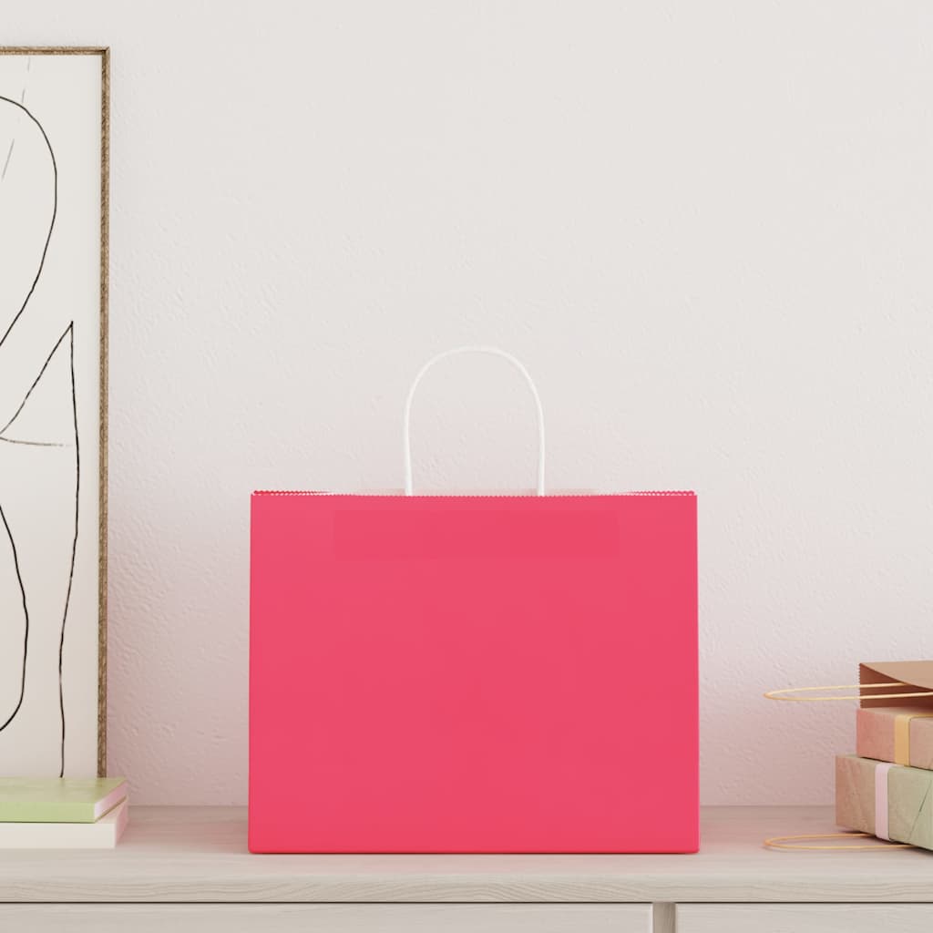 Vidaxl papieren zakken 250 st met hengsels 32x22x24 cm roze