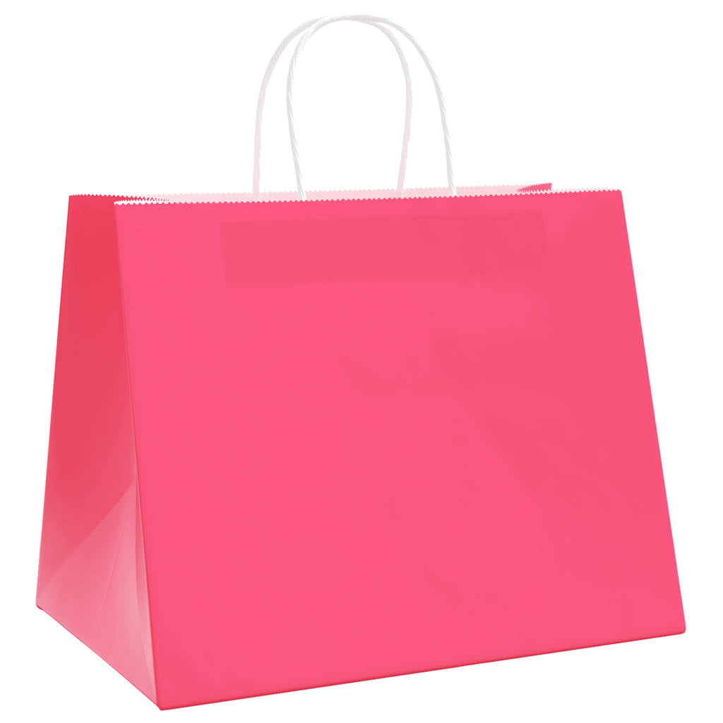 Vidaxl papieren zakken 250 st met hengsels 32x22x24 cm roze