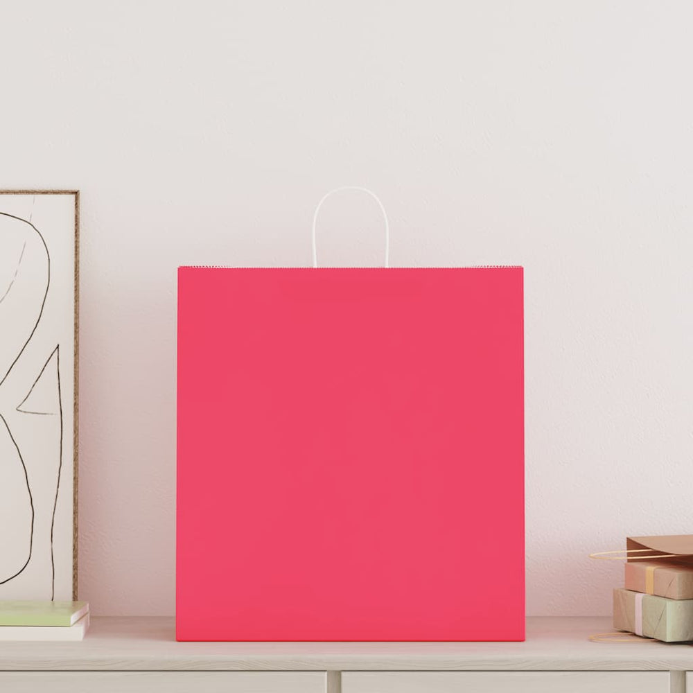 Vidaxl papieren zakken 250 st met hengsels 45x17x48 cm roze