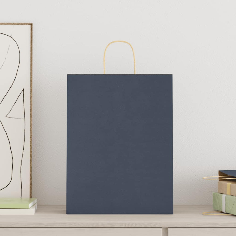 Vidaxl papieren zakken 250 st met hengsels 32x12x42 cm blauw