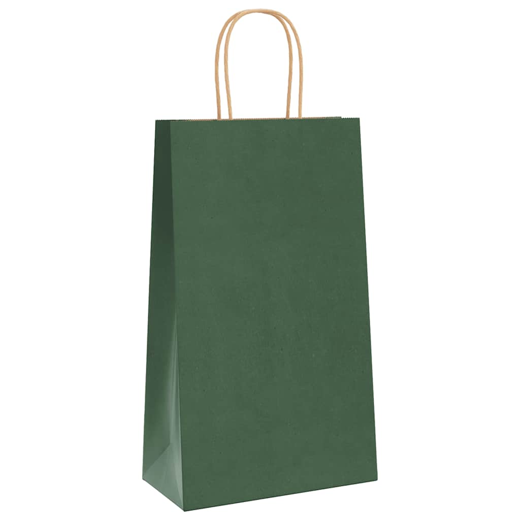 Vidaxl papieren zakken 250 st met hengsels 21x11x36 cm groen