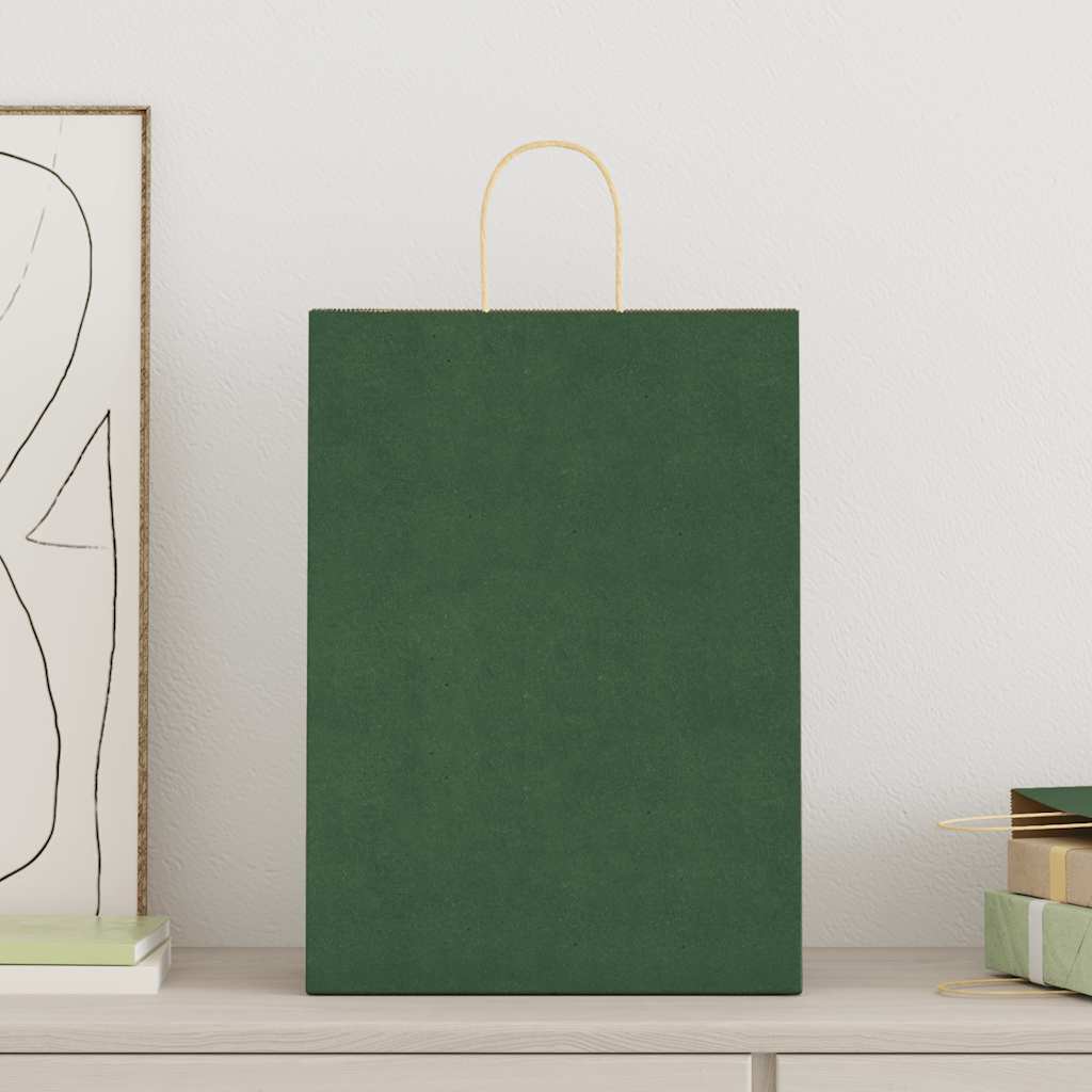 Vidaxl papieren zakken 250 st met hengsels 32x17x44 cm groen