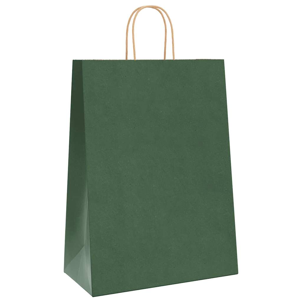 Vidaxl papieren zakken 250 st met hengsels 32x17x44 cm groen