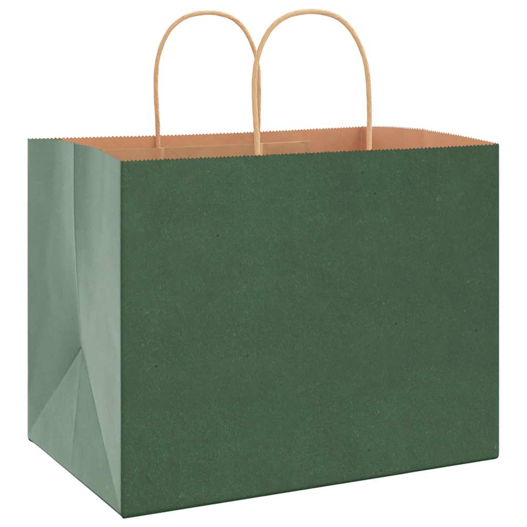 Vidaxl papieren zakken 250 st met hengsels 32x22x24 cm groen