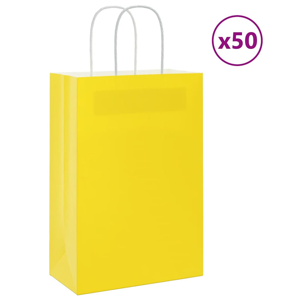 Vidaxl papieren zakken 50 st met hengsels 21x11x31 cm geel